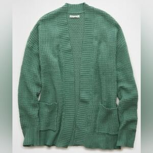 American Eagle Open Stitch Green Cardigan